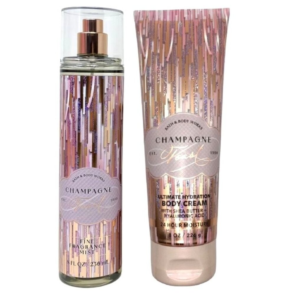 Bath & Body Works Champagne‎ Toast Fine Fragrance Mist & Body Cream Set 24hr